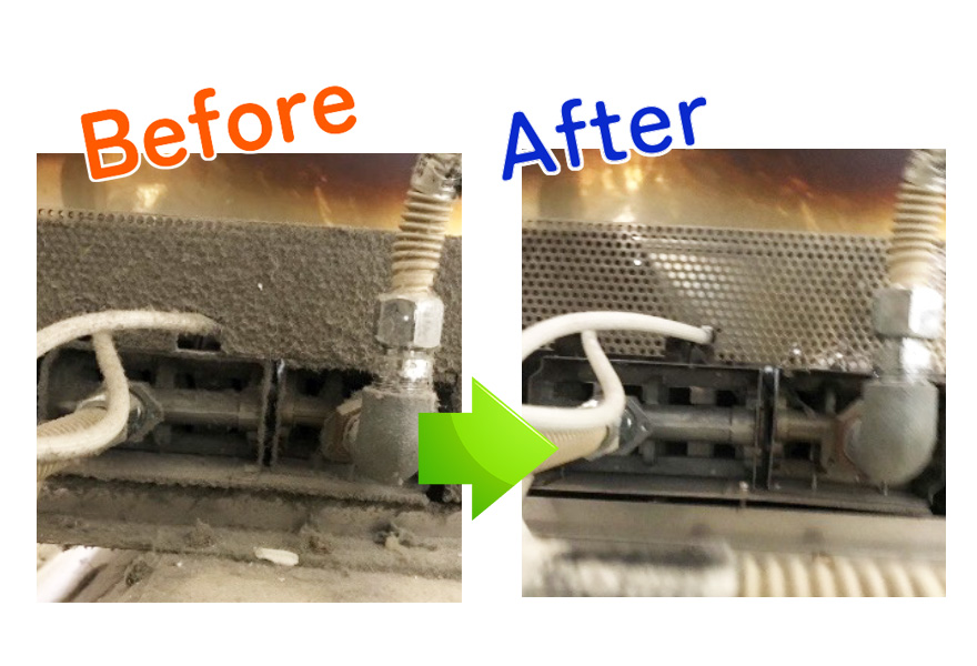 ガス乾燥機ガスバーナー分解清掃ビフォーアフター