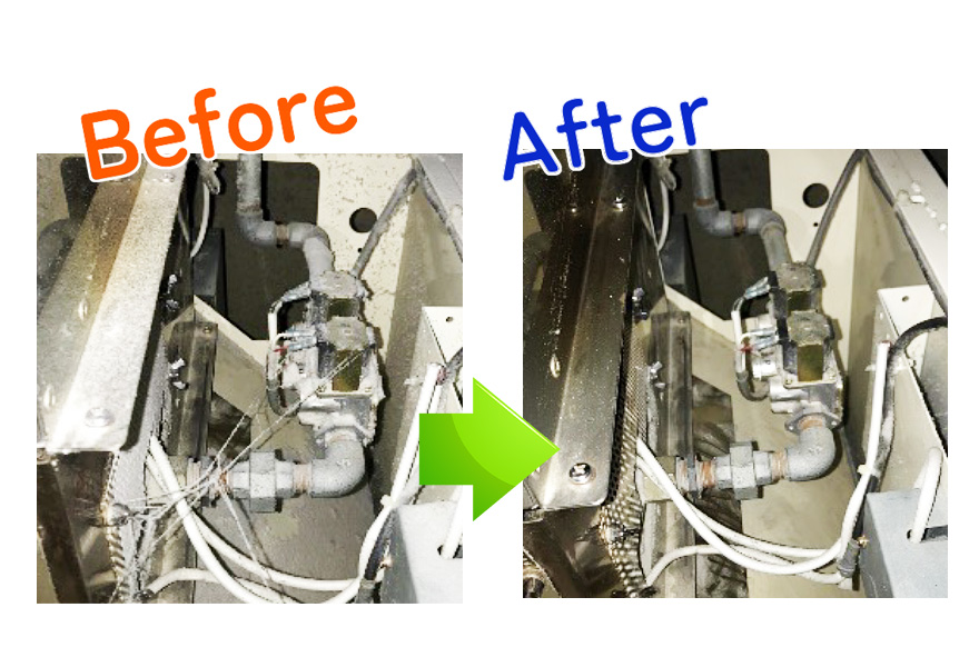 ガス乾燥機ガスバーナー分解清掃ビフォーアフター